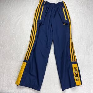 Adidas vintage mesh lined wind pants Boys size 10-12 Blue Yellow 2003 breakaway